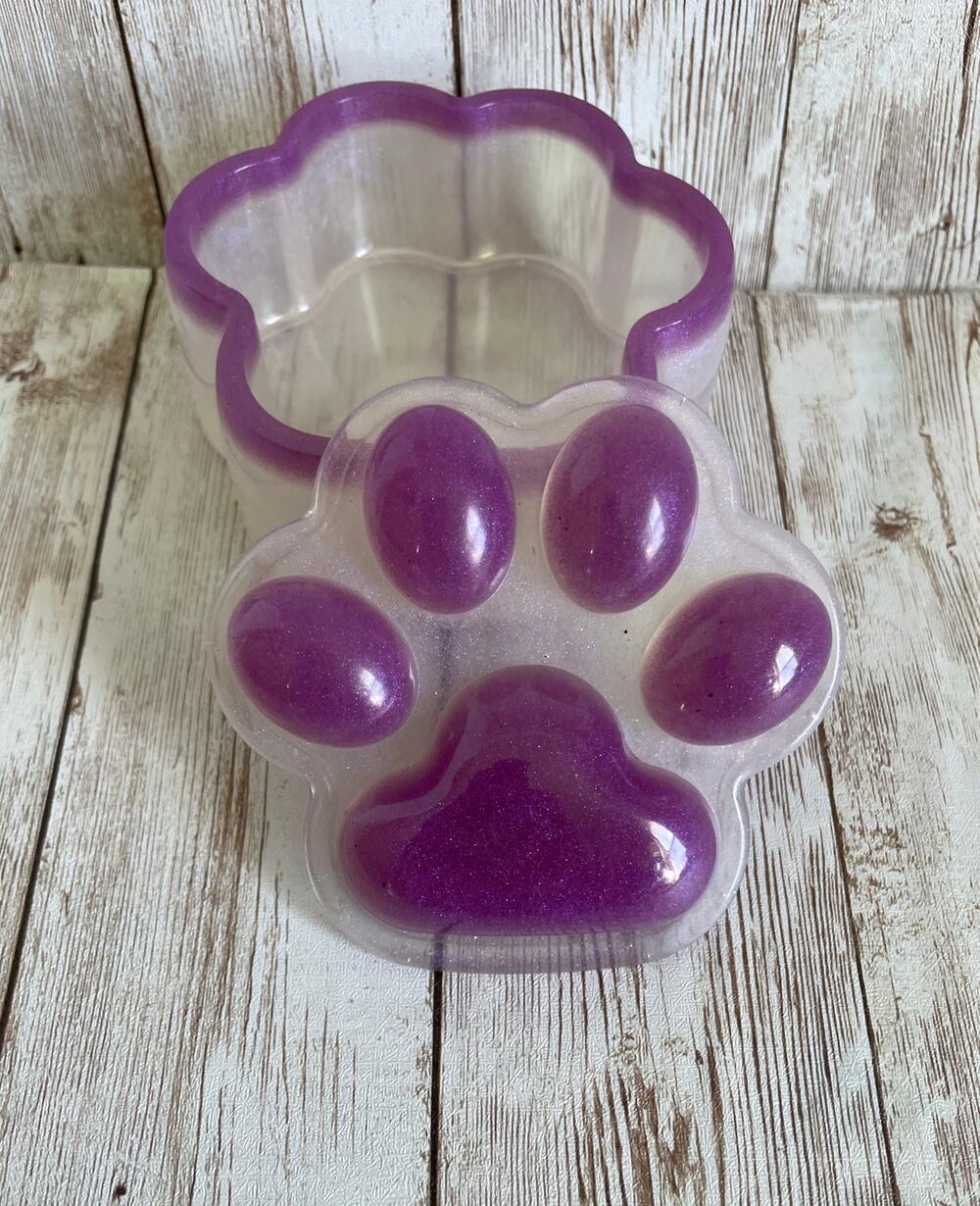 Amethyst Paws Trinket Box – Purple Resin Paw Print Jewelry Box
